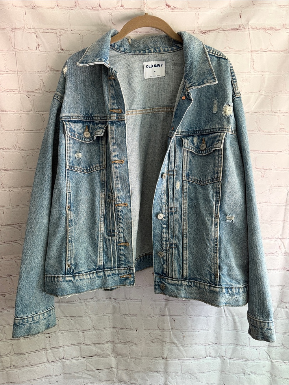 Old Navy Light Blue Distressed Denim Jacket - Woman’s Size XL